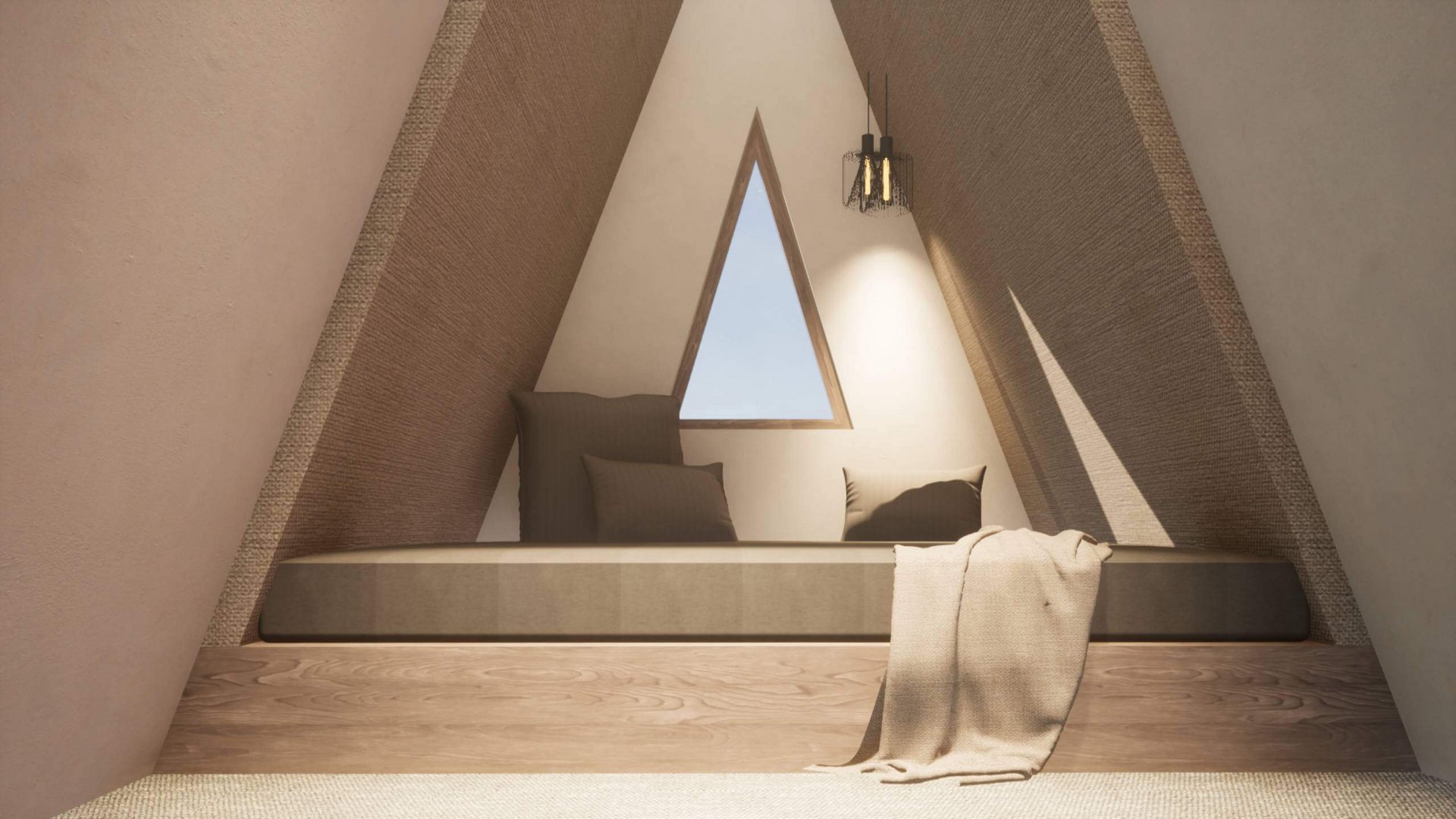 Urlaub am See in NRW - sogar im Winter wunderschön! Gemütliches Dreiecksfensterzimmer mit Bett, Kissen und Decke